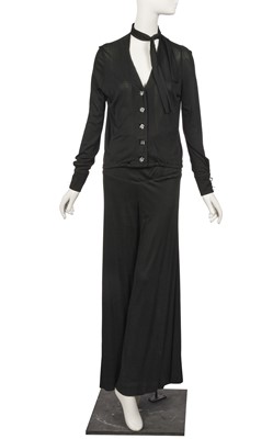 Lot 119 - Peggy Moffitt's Rudi Gernreich black jersey pant suit, Unisex collection, 1970