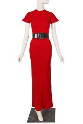 Lot 121 - Peggy Moffitt's Rudi Gernreich red knit wool maxi dress, circa 1970