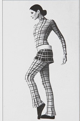 Lot 131 - Peggy Moffitt's plaid jersey jump-suit and optional mini-skirt, Fall 1970