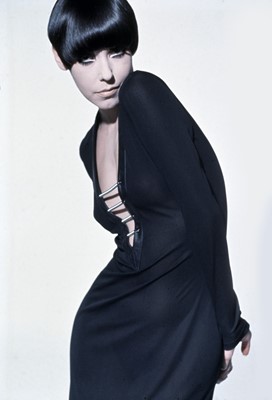Lot 141 - Peggy Moffitt's Rudi Gernreich black matt jersey evening dress, with 'door' springs, Fall 1971