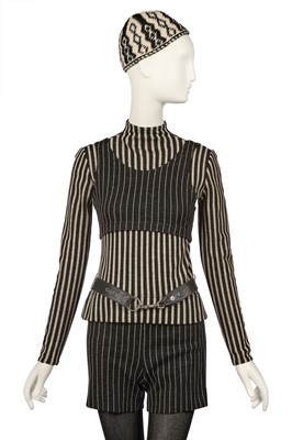 Lot 145 - Peggy Moffitt's Rudi Gernreich striped jersey shorts ensemble, Fall 1971