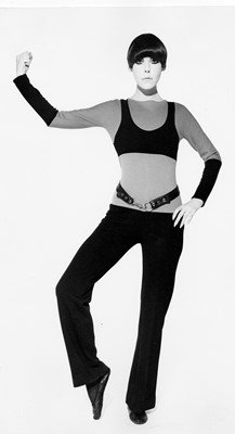 Lot 149 - Peggy Moffit's Rudi Gernreich black and tan jersey trompe l'oeil jumpsuit, Fall 1971