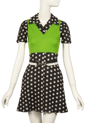 Lot 151 - Peggy Moffitt's Rudi Gernreich black and white polka dot mini dress, 1971