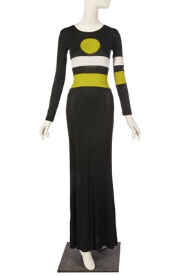 Lot 157 - Peggy Moffitt's Rudi Gernreich black stretch jersey 'Message' maxi dress, Spring 1972