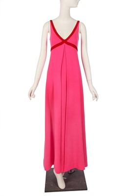 Lot 159 - Peggy Moffitt's Rudi Gernreich day-glo pink and red 'Cross My Heart' dress, Fall 1973