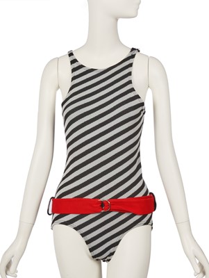 Lot 164 - Peggy Moffitt's Rudi Gernreich striped wool jersey swimsuit, Spring 1973