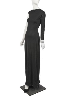 Lot 171 - Peggy Moffitt's Rudi Gernreich for Bob Cunningham black jersey evening gown with metal cuff, Spring-Summer 1975