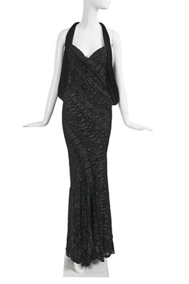 Lot 98 - An Alexander McQueen black devoré velvet evening dress, commercial collection 2004