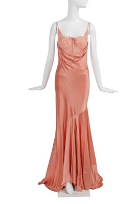 Lot 99 - An Alexander McQueen salmon silk evening dress, 'Deliverance' commercial collection, Spring-Summer 2004
