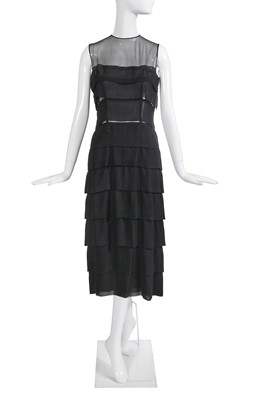 Lot 36 - A Gabrielle Chanel haute couture black silk mousseline cocktail dress, circa 1967