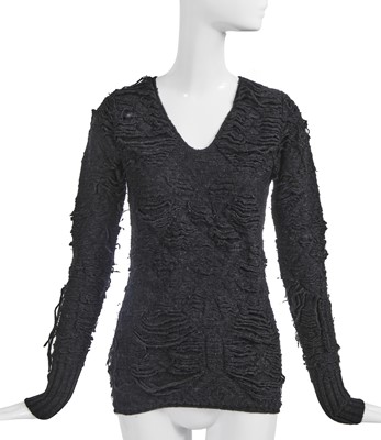 Lot 160 - A rare and important Maison Martin Margiela charcoal grey wool floating thread sweater, Autumn-Winter 1993-94