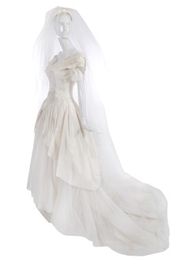 Lot 275 - A Christian Dior slubbed silk and tulle bridal gown, American, 1980s