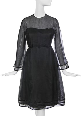 Lot 407 - A Christian Dior for Joste black silk chiffon cocktail dress, mid-1960s