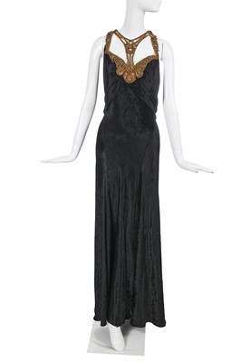 Lot 447 - A Callot Soeurs black velvet evening gown, early 1930s