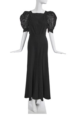 Lot 739 - A Nina Ricci black silk evening dress, late 1930s