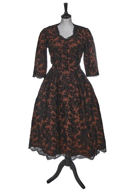 Lot 440 - A Cristóbal Balenciaga haute couture black lace cocktail dress, late 1940s