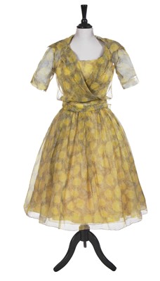 Lot 401 - A Christian Dior London printed chiffon dress, circa 1960