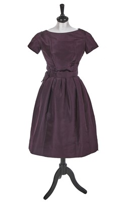 Lot 490A - A Christian Dior New York aubergine-purple faille dress, circa 1958