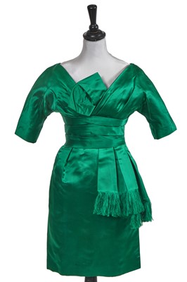 Lot 427 - A Christian Dior emerald green satin cocktail dress, circa 1958