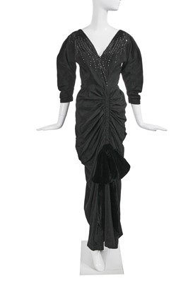 Lot 443 - A Maggy Rouff haute couture black moiré evening dress, late 1940s