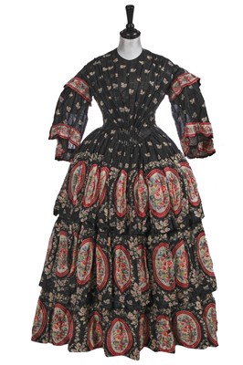 Lot 497 - A printed silk gauze summer gown, circa 1855