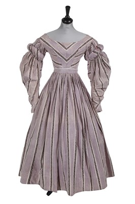 Lot 740 - A printed lilac cotton day dress, circa 1839