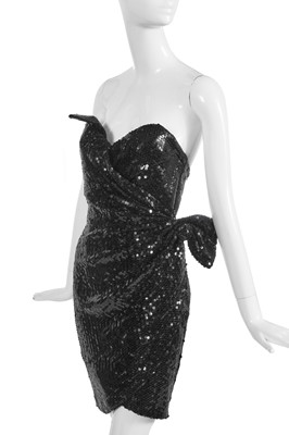 Lot 249 - A Thierry Mugler black sequinned cocktail dress, 1980s