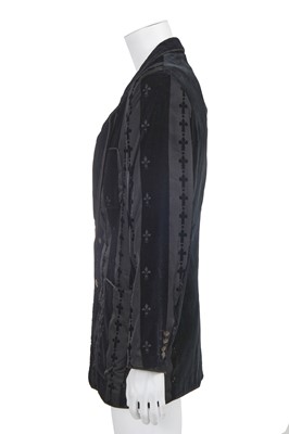 Lot 126 - A Matsuda men's black voided velvet blazer, Autumn-Winter 1991-92