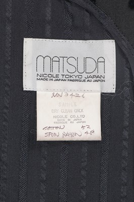 Lot 126 - A Matsuda men's black voided velvet blazer, Autumn-Winter 1991-92