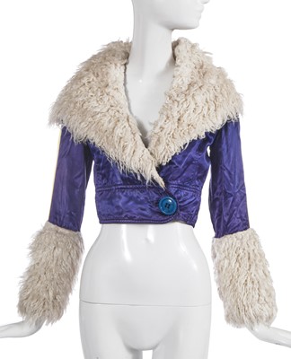Lot 385 - A Mr Freedom blue and yellow satin 'Sizzler' jacket, circa 1970