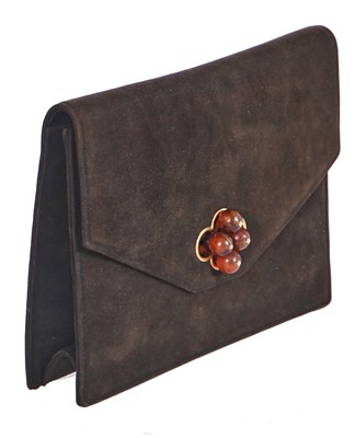 Lot 41 - A Cartier brown suede bag, 1930s
