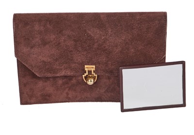 Lot 42 - A Cartier brown suede bag, 1936