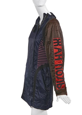 Lot 525 - A Jean Paul Gaultier blue and brown nylon dress, 'Constructivist (Russian)' collection, Autumn-Winter 1986-87