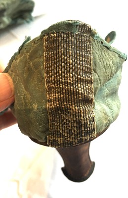 Lot 535 - A rare pair of high fashion silk damask shoes, French, 1720-30