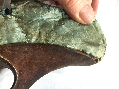 Lot 535 - A rare pair of high fashion silk damask shoes, French, 1720-30
