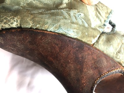 Lot 535 - A rare pair of high fashion silk damask shoes, French, 1720-30
