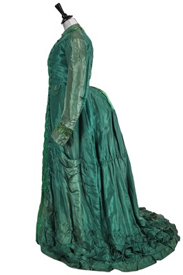 Lot 838 - A green faille and satin evening gown, circa 1879
