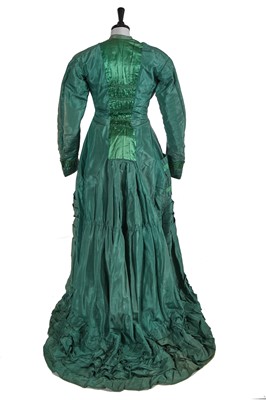 Lot 838 - A green faille and satin evening gown, circa 1879