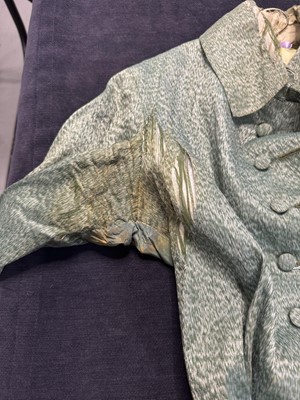 Lot 182 - An embroidered green silk coat and waistcoat, 1780s