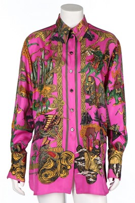 Lot 73 - An Hermès 'Au Fil de la Soie' silk shirt,...