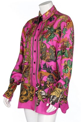 Lot 73 - An Hermès 'Au Fil de la Soie' silk shirt,...