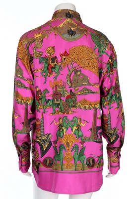 Lot 73 - An Hermès 'Au Fil de la Soie' silk shirt,...