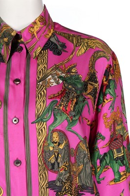 Lot 73 - An Hermès 'Au Fil de la Soie' silk shirt,...