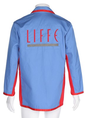 Lot 77 - A LIFFE blue and red cotton trading jacket,...
