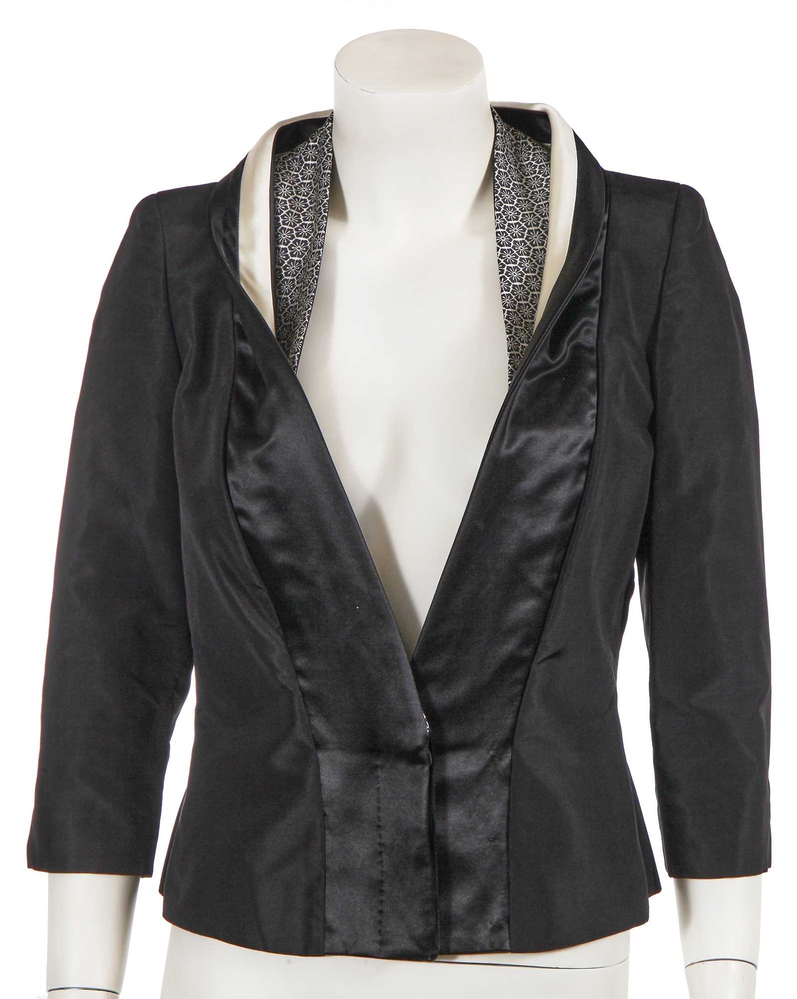 Lot 378 - An Alexander McQueen black silk faille jacket, commercial collection 2006