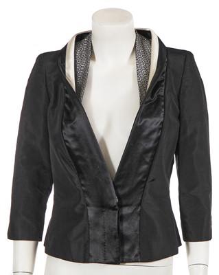 Lot 196 - An Alexander McQueen black silk faille jacket, commercial collection 2006