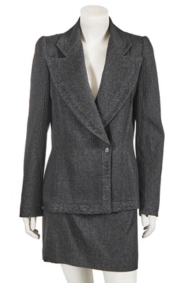 Lot 421 - A Givenchy by Alexander McQueen grey wool and lurex suit, Autumn-Winter 1998-99
