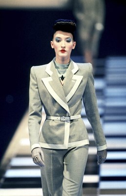 Lot 421 - A Givenchy by Alexander McQueen grey wool and lurex suit, Autumn-Winter 1998-99