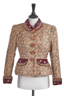 Lot 445 - A fine Elsa Schiaparelli haute couture brocaded silk evening jacket, Spring-Summer 1939