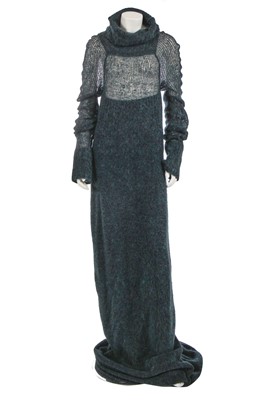 Lot 564 - A Hussein Chalayan green mohair and wool dress, 'Scent of Tempest' collection Autumn-Winter 1997-98